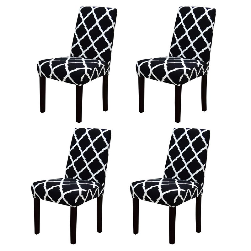 YEESSION Stretch Dining Chair Covers Removable Washable Seat Parson Chair Protector Slipcover for Dining Room,Party,Banquet,Hotel,Ceremony Set of 4 (Style 17) - Image 1